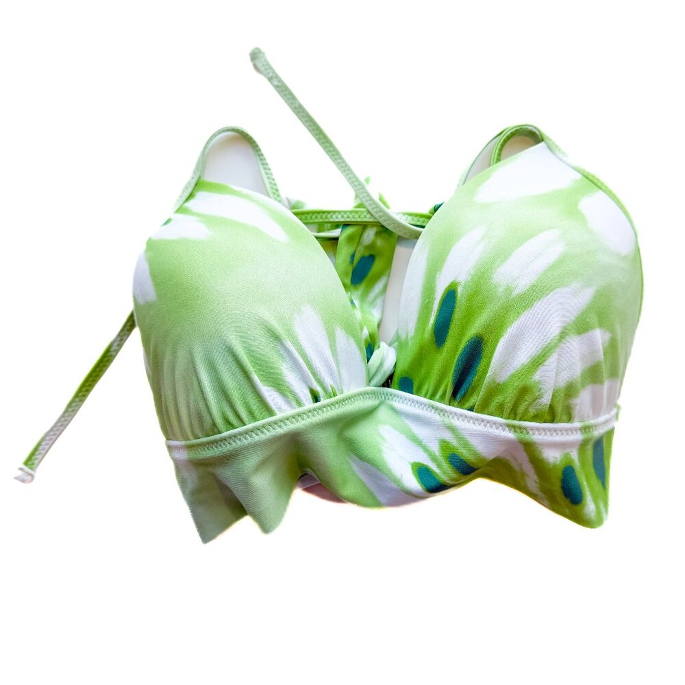 NWT Aerie Padded Perky Triangle Halter Bikini Top Green Size Medium M NEW